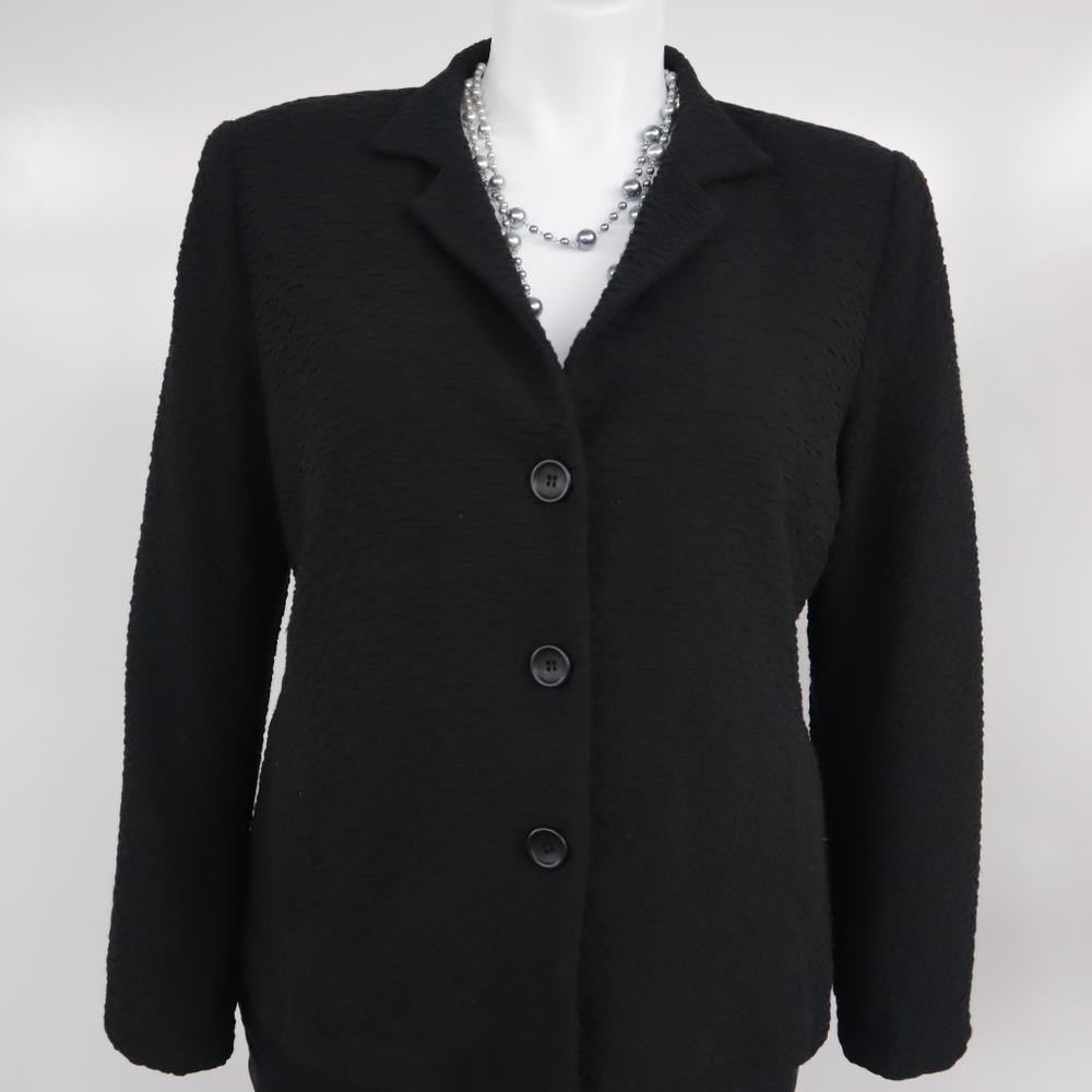 EILEEN FISHER Textured Black 3 Button Blazer - Picture 4 of 6
